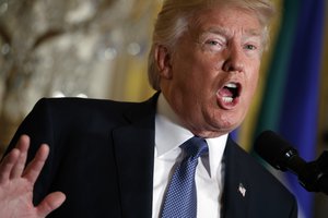 File - In this Oct. 6, 2017, file photo, President Donald Trump speaks in the East Room of the White House in Washington.