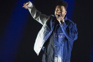 Weeknd warrior: Abel Tesfaye made a dramatic entrance.