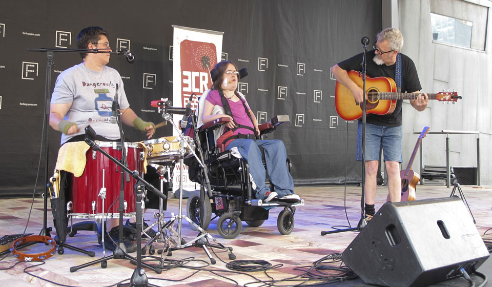 Bearbrass Asylum Orchestra perform live at Federation Square, 3CR Disability Day, 2013 