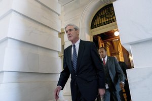 File - In this June 21, 2017 photo, Special Counsel Robert Mueller departs Capitol Hill following a closed door meeting in Washington.