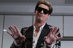 Gucci-clad Milo Yiannopoulos at a speaking event hosted by Senator David Leyonhjelm at a private dining room in ...