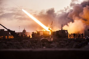 File - Iraqi security forces fire rockets near Rawa, Iraq, Nov. 17, 2017. The strikes were conducted as part of Combined Joint Task Force Operation Inherent Resolve, the global coalition to defeat the Islamic State of Iraq and Syria.