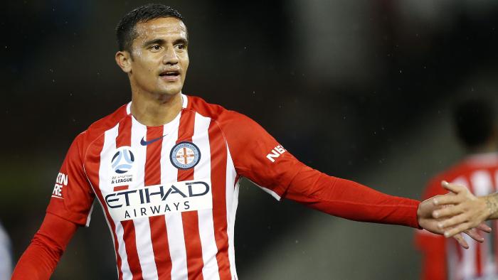 Tim Cahill of Melbourne City during the A-League Round 9 match between the Newcastle Jets and Melbourne City FC at McDonald Jones Stadium, Newcastle, on Saturday, December 2, 2017. (AAP Image/Darren Pateman) NO ARCHIVING, EDITORIAL USE ONLY