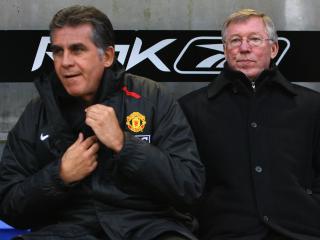 BOLTON, UNITED KINGDOM - NOVEMBER 24: Sir Alex Ferguson of Manchester United looks on next to his assistant Carlos Queiroz prior to the start of the Barclays Premier League match between Bolton Wanderers and Manchester United at The Reebok Stadium on November 24, 2007 in Bolton, England. (Photo by Paul Gilham/Getty Images)