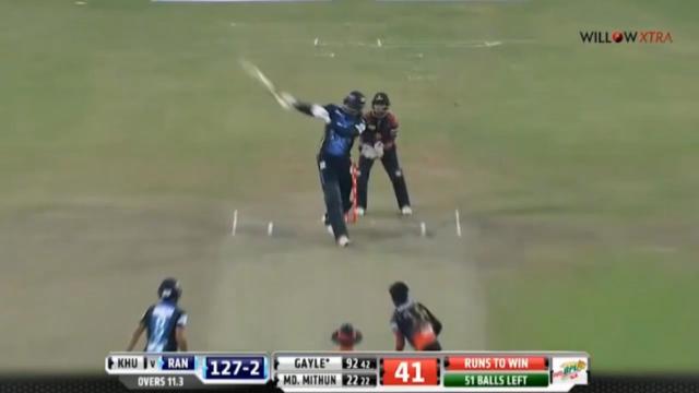 Gayle's insane one-handed six