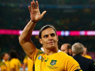 LONDON, ENGLAND - OCTOBER 18: Matt Toomua of Australia celebrates after the 2015 Rugby World Cup Quarter Final match between Australia and Scotland at Twickenham Stadium on October 18, 2015 in London, United Kingdom. (Photo by Dan Mullan/Getty Images)