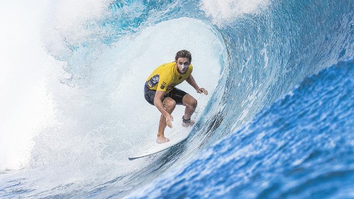 Supplied image of Australian surfer Matt Wilkinson, who advanced directly to round three after winning heat 6 of round one at the Billabong Pro at Teahupo'o, Tahiti, Friday, August 11, 2017. (AAP Image/World Surf League, Kelly Cestari) NO ARCHIVING, EDITORIAL USE ONLY, NOT FOR ADVERTISEMENT USE