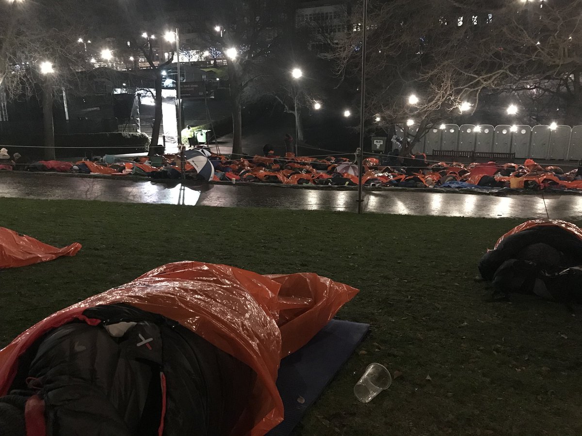 Millions raised as thousands spend freezing night in a park