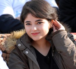 Dangal actress Zaira Wasim flags off 'Big Jammu Run-for Save Water' marathon, in Jammu, India, 15 January 2017.