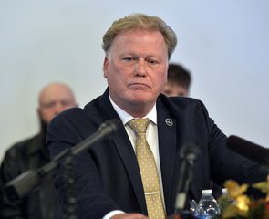 In this Dec. 12, 2017, file photo, Kentucky State Rep., Republican Dan Johnson addresses the public from his church regarding sexual assault allegations in Louisville, Kentucky.