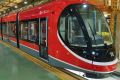 One of the trams in the factory in Spain destined for Canberra.