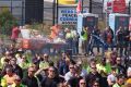 Union members from across Melbourne marched on Webb Dock on Friday.