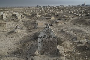 Cemetery destroyed by ISIS, Qayyarah town The Mosul Distric, Northern Iraq, Western Asia. 10 November, 2016.