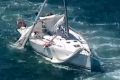 The yacht after the collision with a Manly ferry on Saturday.