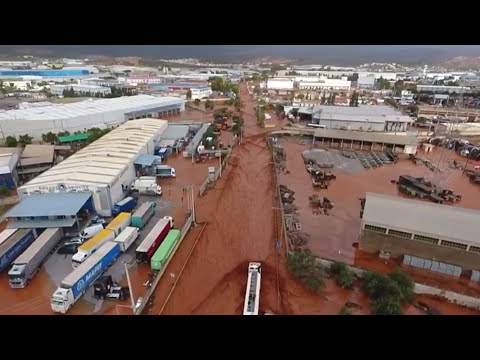 Greece: drone footage reveals aftermath of flooding