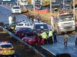 Emergency services attend the scene near Dalton Park in County Durham following a collision involving 12 vehicles