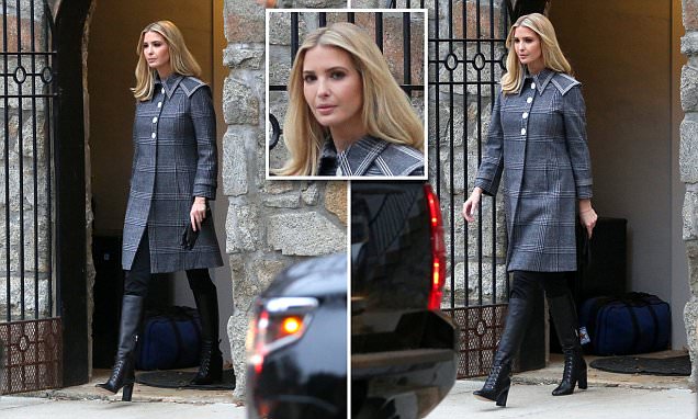 Ivanka Trump leaves her D.C. home in a plaid coat