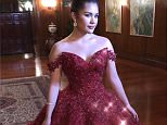 Pictures show 17-year-old Isabelle Lovelie Duterte (pictured), the daughter of the President's first son Paulo, posing in a sparkling red ballgown at the presidential palace in the capital, Manila 