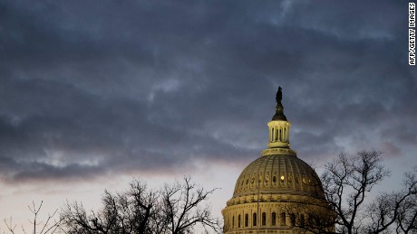 The Capitol dome is seen early on the morning of the dress rehearsal for the inauguration of President-elect Donald Trump, January 15, 2017 in Washington, DC.