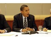 Barack Obama with economic advisor Robert Rubin (right) 