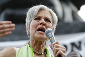 Dr. Jill Stein, presumptive Green Party presidential nominee, speaks at a rally in Philadelphia, Wednesday, July 27, 2016, during the third day of the Democratic National Convention.