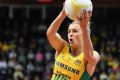 Gabi Simpson of Australia fights for the ball against South Africa.