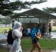 Rain comes down after a hot day in Coogee, Sydney.