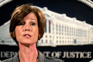 Deputy Attorney General Sally Yates announces a settlement with Volkswagen during a news conference at the Justice Department in Washington, Tuesday, June 28, 2016.