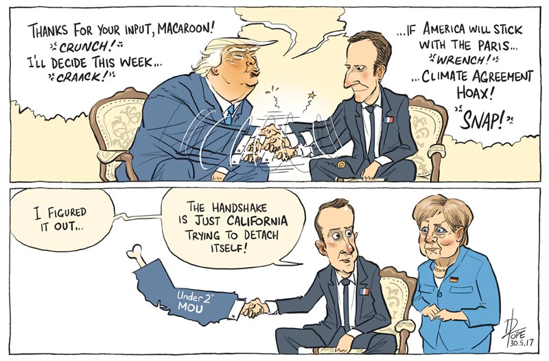 Cartoon: Trump's handshake