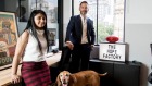 The Hope Factory team at WeWork in Melbourne: Bhumika Brahmbhatt, Shopify developer, Andrew Cox, creative director and ...