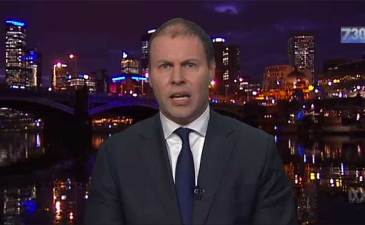 Federal Minister for Energy, Josh Frydenberg, pictured on ABC TV's 7:30 program.