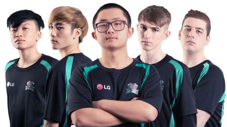 LG Dire Wolves' Calvin 'k1ng' Truong, Richard 'Phantiks' Su, Shern 'Shernfire' Tai, Ryan 'Chippys' Short and Mitchell ...