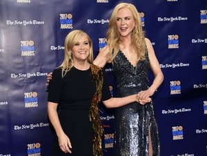 Reese Witherspoon, left, and Nicole Kidman arrive at the 27th annual Independent Film Project's Gotham Awards at Cipriani Wall Street on Monday, Nov. 27, 2017, in New York.