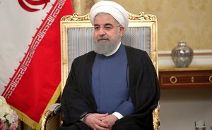 Iranian President Hassan Rouhani during a meeting with Russian President Vladimir Putin in Tehran, Iran