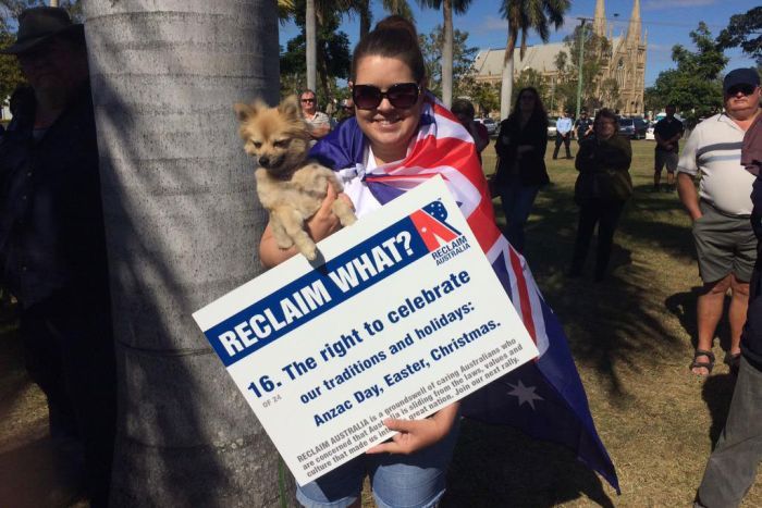 Supporter at Reclaim Australia rally in Rockhampton