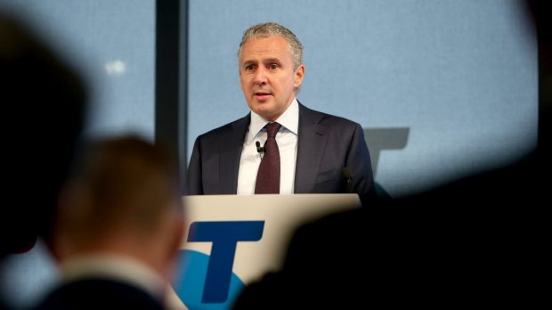 Telstra's chief executive Andrew Penn announcing the securitisation program at the company's full-year results.