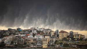 WEATHER: A big storm hits Bondi Beach in the early evening, on 9 January 2018. Photo: Jessica Hromas