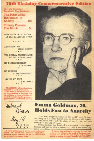 Emma Goldman 70th birthday