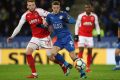 Vardy derby: Jamie Vardy, who joined Leicester from Fleetwood, battles for possession against Cian Bolger