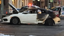 Car Fire Dundas and Wellington