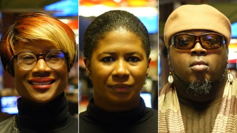 Un montage photo montrant de gauche à droite, Aminata Farmo, Ketcia Peters et César Ndéma-Moussa.