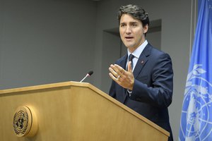 Justin Trudeau, Prime Minister of Canada, addresses a press conference on the margins of the General Assembly’s annual general debate,New York,21 September 2017