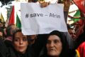 Kurdish demonstrators protest against the operation by the Turkish army in Beirut.