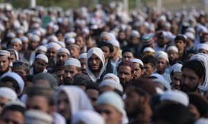 Pakistani religious students and activists gather for a protest against social media in Islamabad on March 8, 2017, and demanded the removal of all blasphemous content from social media sites. Photo: AFP / Aamir Qureshi