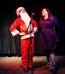 Santa and Kelley sing Jingle Bells at DL Minneapolis