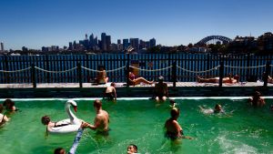 Photographs show swimmers cooling off at MacCallum pool at Cremorne Pt today. Photographs by Dean Sewell/ SMH. News. ...