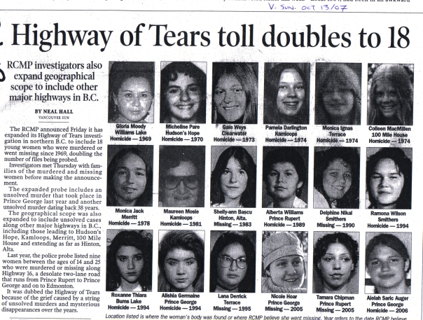 Missing Women Highway of Tears news