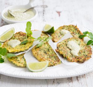 Zucchini fritters love a dollop of aioli.