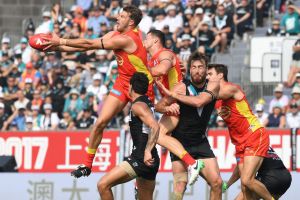 Port Adelaide and Gold Coast play in Shanghai last year.