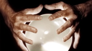 Photo-illustration shows a crystal ball with two hands. telstra;syd;980716;photo phil carrick;news Financial planners ...